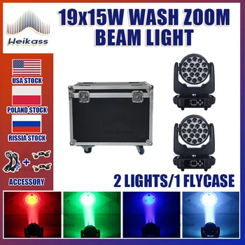 0 Данък 2 елемента 19x15 W LED Zoom Beam Мивка С 2-ма Сгради Circle Light control Main Mobile RGBW 4in1beam Професионален DJ LED/Бар