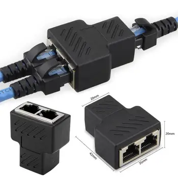 1-2 Начина за свързване на мрежов кабел LAN, Ethernet RJ-45 Сплитер пристанища адаптер с двоен конектор За док-станция за преносими компютри
