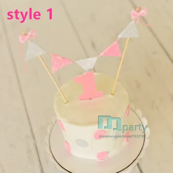 1 комплект банери за торта - Банер за торта от розово злато - Един банер - Банер с златен торта -topper за тортата на 1-ви рожден ден - Един банер