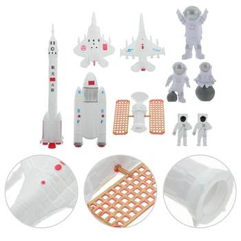 10шт Пластмасови украси за космически самолет, торта, декоративен космонавта