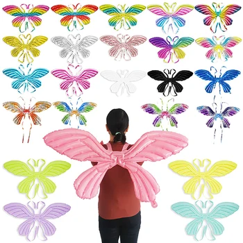 1бр Цветни балони с крила на пеперуда-ангел на рожден Ден, Детски украса за парти със собствените си ръце, окачените балони от алуминиево фолио