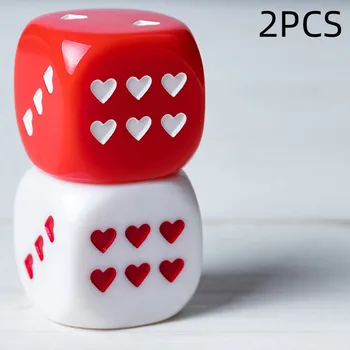 2 елемента Бял Червен 25 мм Кубчета във Формата На Сърце Акрилни 6-граждани на Трети страни Кръгли Ъглови Кубчета във формата на Сърце За Бар, Партита, Семейни Игри, Настолни Игри, Rpg