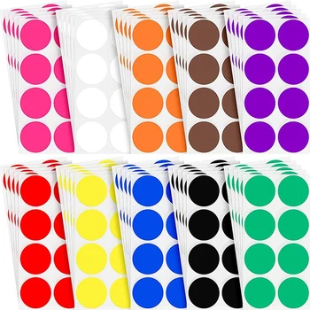 2-инчов кръг стикер с цветови кодове, 10 цветни етикети във формата на кръгове и точки, Самозалепващи цветна однотонная стикер (400)