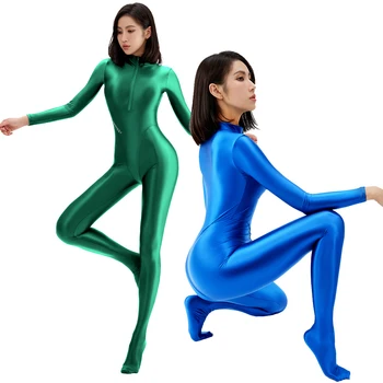 2022 Женски секси бански в ярки цветове, обтягивающее тялото по цялата си дължина, блестящ гащеризон от еластан, гладко бягане, бански костюми за йога