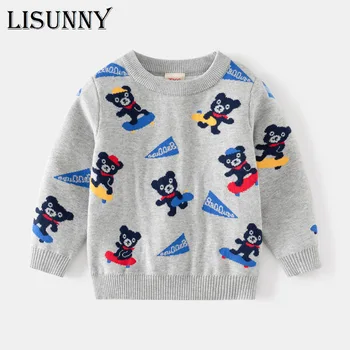 2023, Пролетен пуловер за момчета от 2 до 7 години, есенно-зимна детска жилетка, мультяшное вязаное палто, детски пуловер, пуловер за деца, Детски дрехи