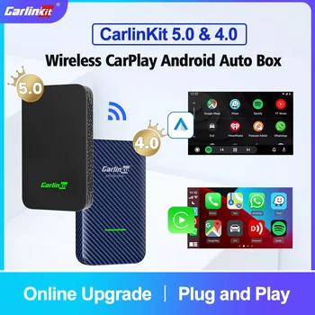 CarlinKit 5.0 4.0 Mini Android Auto CarPlay Безжичен адаптер Smart CarPlay Ai Box с връзка към безжична мрежа с автоматична интернет Онлайн актуализации