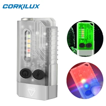 CORKILUX EDC Ключодържател Фенерче TIR Обектив USB-C, Акумулаторна батерия Led Работно светлина с магнитна опашка Мини UV светлини Авариен къща