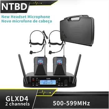 NTBD-pro 500-599 Mhz GLXD4 с Корпус За Сценичното Изпълнение на Караоке UHF Професионална Двойна Слушалка Микрофон Система на Най-добри Продажби