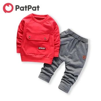 PatPat 2020, нова есенно-зимна hoody с джобове отпред и комплект панталони за деца, комплекти, дрехи за бебета и деца