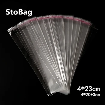 StoBag 1000шт 4*23 см Прозрачни Самоуплотняющиеся Найлонови Торбички Тънка Чанта за Опаковане на Подаръци, Бижута Чанта Дълъг Чорап Чанта Закрывающаяся OPP