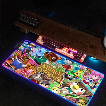 Xxl Геймърска подложка за мишка Rgb Animal Crossing Евтин Настолен подложка за кабинета на PC геймъри, Голяма подложка за мишка с подсветка, Офис аксесоари за маса