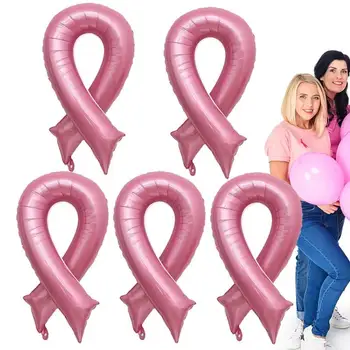 Балони за повишаване на информираността за рака на гърдата, балони за декорация Розова панделка, 5шт.