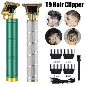 Гореща разпродажба, Реколта Електрическа Безжична машина за подстригване на коса T9, Професионален Фризьорски тример за мъже, Машина за подстригване на коса, Самобръсначка, Запалка за оформяне на брада