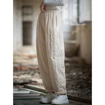 Дамски ватирани панталони Дебели топли зимни панталони от памук, Рами, панталони с подплата в китайски стил, Нестандартен, оригинален дизайн