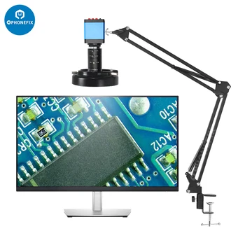Дигитална камера 1080P HDMI USB в реално време, помещение за видеомикроскопа, обектив за ВИДЕОНАБЛЮДЕНИЕ с увеличение 6-60 mm, Конзола поставка за ремонтна запояване