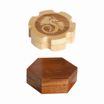 Дървен калъф за съхранение на кубчета, наброяваща многостранни кубчета, игри аксесоар ръчно изработени, изискана дървена кутия за кубчета,
