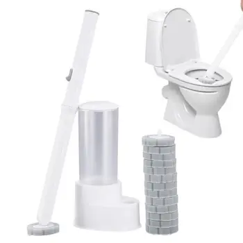Еднократна ершик за тоалетна, монтиран на стената почистване инструмент за баня, работа на смени корона четки, Комплект четки за почистване на тоалетната чиния, аксесоари за тоалетна