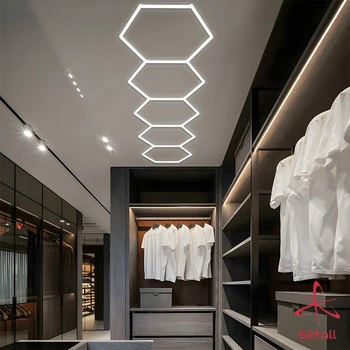 Заводска продажба на led осветителни тела с размер на отворите на мрежата в гаража на фризьорски салон Hexagon Morden плафониери