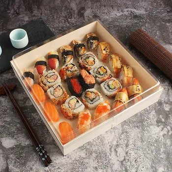 Индивидуални опаковки еко-торта productDIY Еднократна обяд в японски стил Кутия за суши Дървена кутия за храна за вкъщи Обяд-бокс