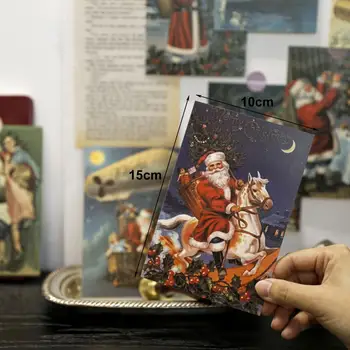 Коледни картички с елементи на пури в ограничени бройки на поздравителни коледни картички 30 Уникални празнични картички Ретро Коледен подарък без бележки на гърба