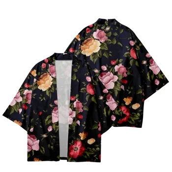 Лятото е Традиционно ежедневното Свободно Фино Кимоно с флорални принтом Азиатската облекло Двойка Харадзюку на Жените и Мъжете Японски Жилетка