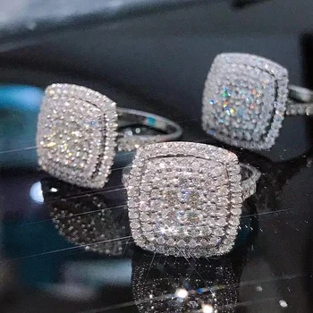Модерен дамски пръстен Huitan прост дизайн с ослепителна фианитным камък, прекрасни дамски аксесоари, украси за сватба, годеж, партита