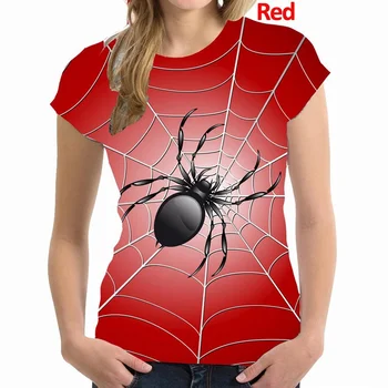 Модерен дамски тениски с 3D-принтом под формата на паяжина, ежедневни забавно блуза с къс ръкав