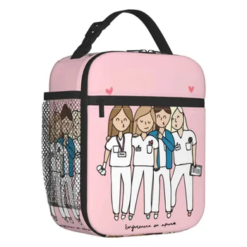 Мультяшная женствена чанта за обяд с принтом медицински сестри и лекари, множество чанта за обяд и за жени и деца, многофункционална кутия за Bento за хранене