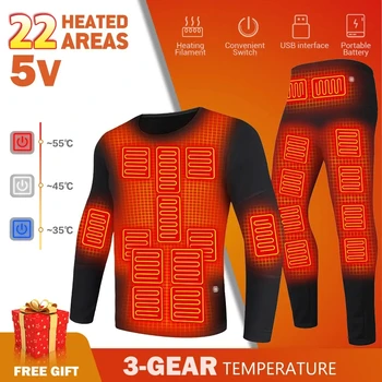 Мъжки комплект термобелья с подгряване, дрехи с електрически нагревател, Дамско зимно яке с електрически нагревател, костюм, жилетка с подгряване на лигавицата на руното