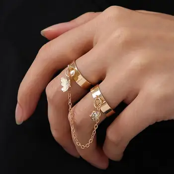 Набор от женски пръстени в юмрук, лек набор на халки на пръста си, блестяща жена обръч с покритие покритие, модерен подарък за Свети Валентин
