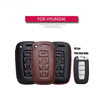 Най-добрата продажба на Кожена Квадратен Smart-Калъф с 4 бутони За Ключове на Автомобила Hyundai I30 Tucson Accent I20 Key Holder Key Parts Skin Shell