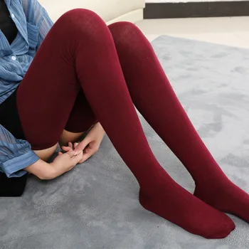 Нови обикновен дамски чорапи, Зимни ежедневни памучни чорапогащи над коляното за дами и момичета, нескользящие топли дълги чорапи Sokken