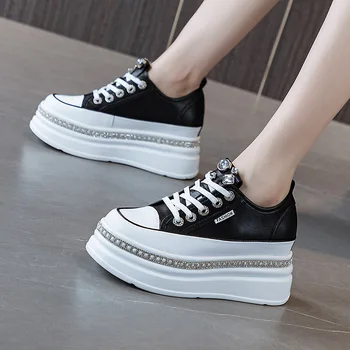 обувки на дебела подметка с дебелина 7 см, новост есента 2023 година, Корейската универсална дамски обувки с висок засаждане Matsuke Student, тенденция дамски обувки на една лигавицата.