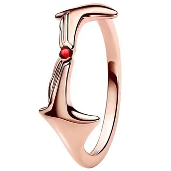 Оригиналът на короната е от розово злато с червени кристални пръстени За жени, пръстен от сребро 925 проба, подарък за рожден ден, Европейски бижута