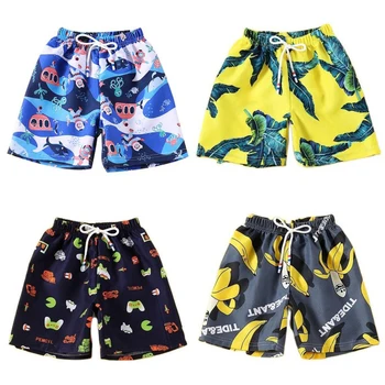 Плажни шорти за активно плуване за момчета, модни панталони с еластичен колан с принтом, летни панталони за деца, нови дрехи за 1-10 години