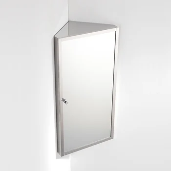 Произведено в Китай Стенен ъглов огледален шкаф за баня от неръждаема стомана с триъгълен модел