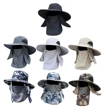 Риболовна шапка с лека шапка и широки поля, сгъване с подвижна клапа за лицето и шията, солнцезащитная шапка за къмпинг, летен плаж, жени и мъже