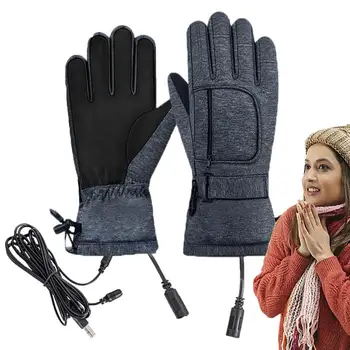 Ръкавици с USB-отопляеми, електрически сензорни топли улични ръкавици, ръкавици с топъл, ветроупорен USB За пешеходен туризъм, алпинизъм, ски