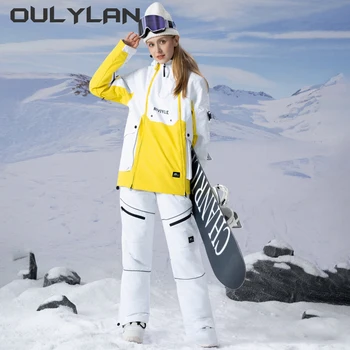 Ски екипировка Oulylan Зимни Топли за спорт на открито Сноуборд Ветрозащитная водоустойчив дрехи и панталони Комплект Snow Insulation Suite За жените M