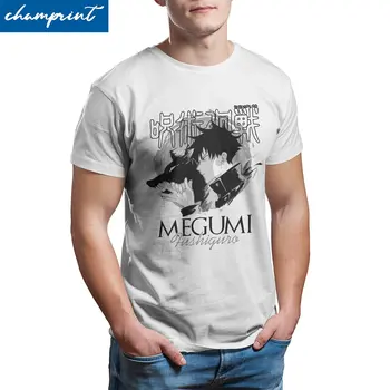 Тениска Fushiguro Megumi за Мъже, Тениска от Чист Памук, С Кръгли воротом, Аниме Тениска Jujutsu Kaisen, Блузи с къс Ръкав И Принтом