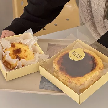 Хартиени кутии за торти с прозрачни капаци за Еднократна употреба, контейнери за десерти Кутии за печене шоколад Ягоди кексчета бисквити сандвичи