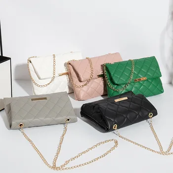 Чанти и портмонета, Чанти за телефони Нова решетчатая женствена чанта през рамо Дамски бродирани малка квадратна чанта Чанта през рамо от изкуствена кожа