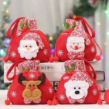 2023 Нов Коледен чанта на Дядо Коледа, Детски Коледни подаръци, чанта за бонбони, Изискан бельо Коледна торбичка за бонбони с принтом на Дядо Коледа